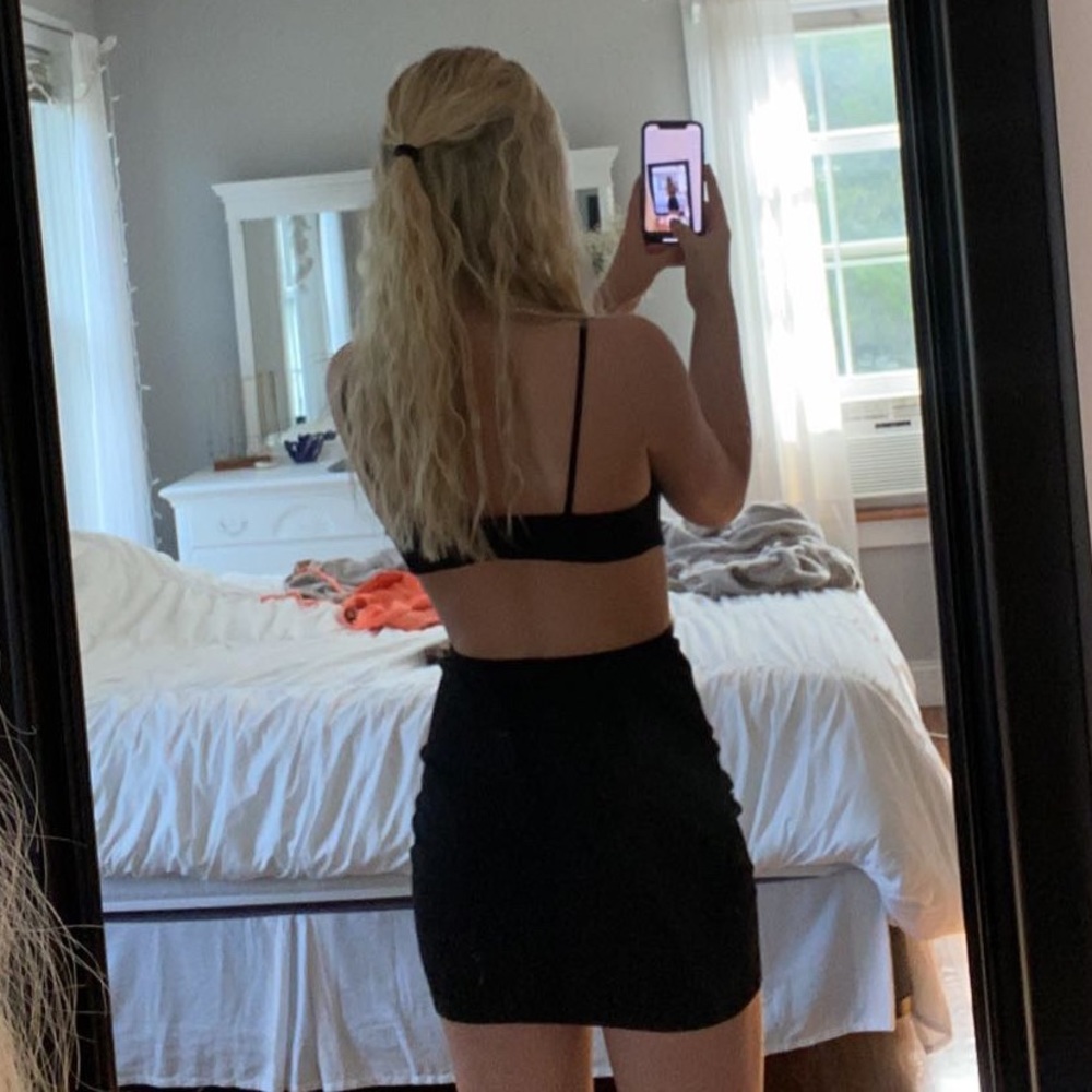 Black Cutout Mini Dress - Sleek Women's Party Dress - Picture 2 of 5